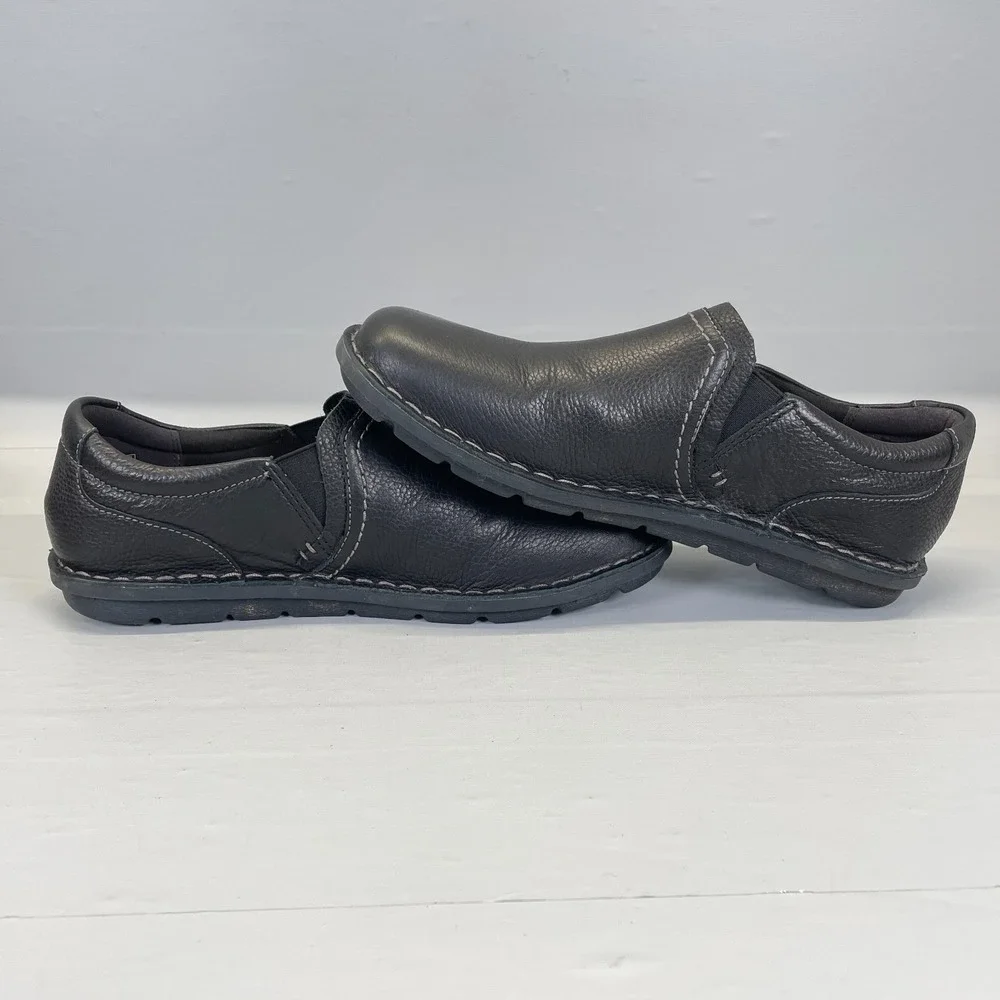 Clarks Janice Barrie Loafers Womens Size 7.5 M Black Leather Slip On Shoes